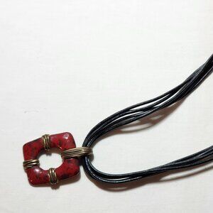 Chico's costume deep red pendant necklace EUC